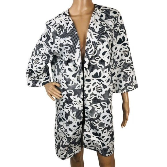 Jones Studio Jacket Embroidered Jacquard Lace Print Open Front Dress Coat Blazer - Picture 2 of 8